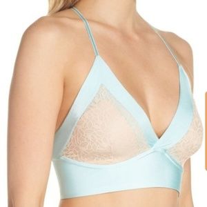 Halogen Satin Plunging Neck Lace Bralette